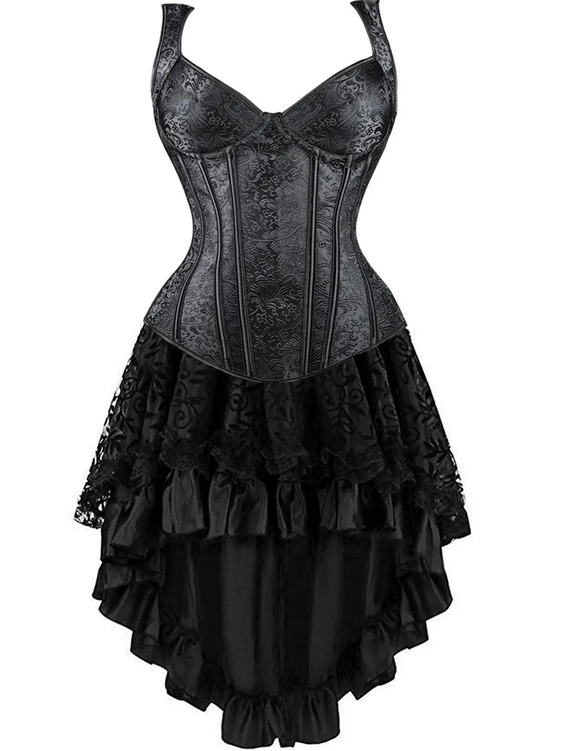 Corset Dress Sexy Bustier Skirt Set Overbust Corselet Lingerie Burlesque Gothic Vintage Plus Size Halloween Costume Korse Black
Corset Dress Sexy Bustier Skirt Set Overbust Corselet Lingerie Burlesque Gothic Vintage Plus Size Halloween Costume Korse Black