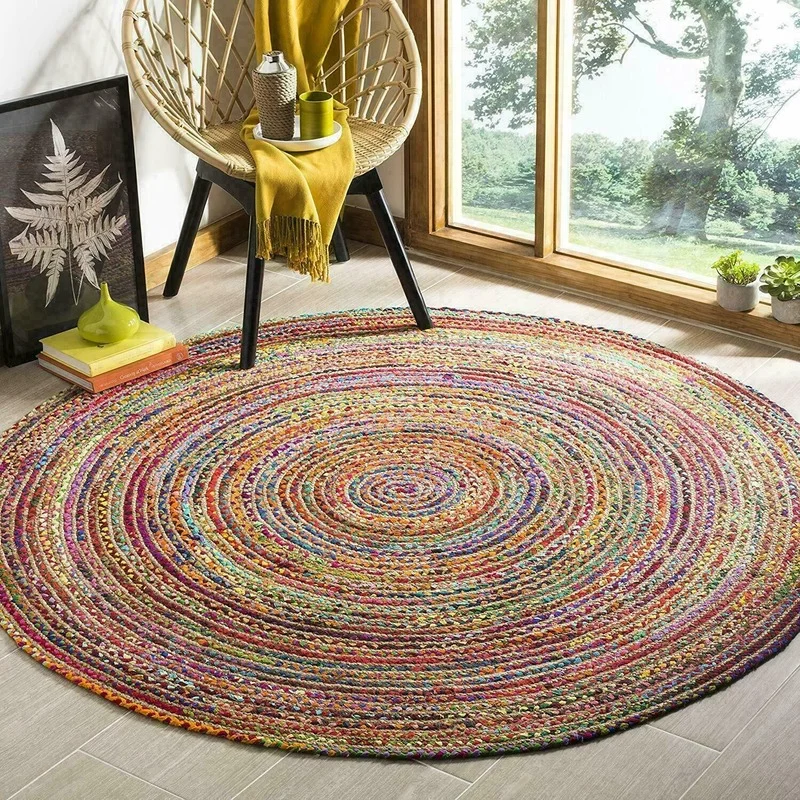Rugs Jute and Cotton Household Hand Woven Natural Woven Style Round Reversible Modern Country Look Rug
Rugs Jute and Cotton Household Hand Woven Natural Woven Style Round Reversible Modern Country Look Rug