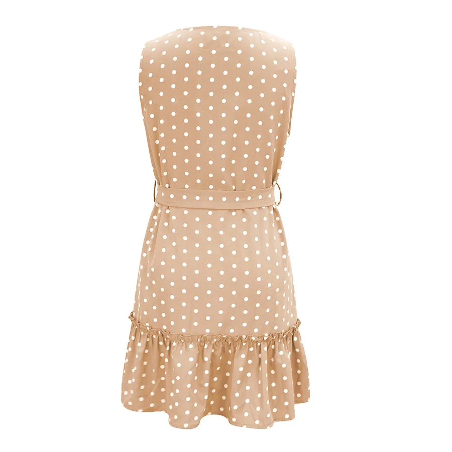 Summer Mini Woman Dress Sleeveless Polka Dot Print 2021 Beach Sundress Fashion Ruffles Button Dresses For Women Casual Vestidos
Summer Mini Woman Dress Sleeveless Polka Dot Print 2021 Beach Sundress Fashion Ruffles Button Dresses For Women Casual Vestidos