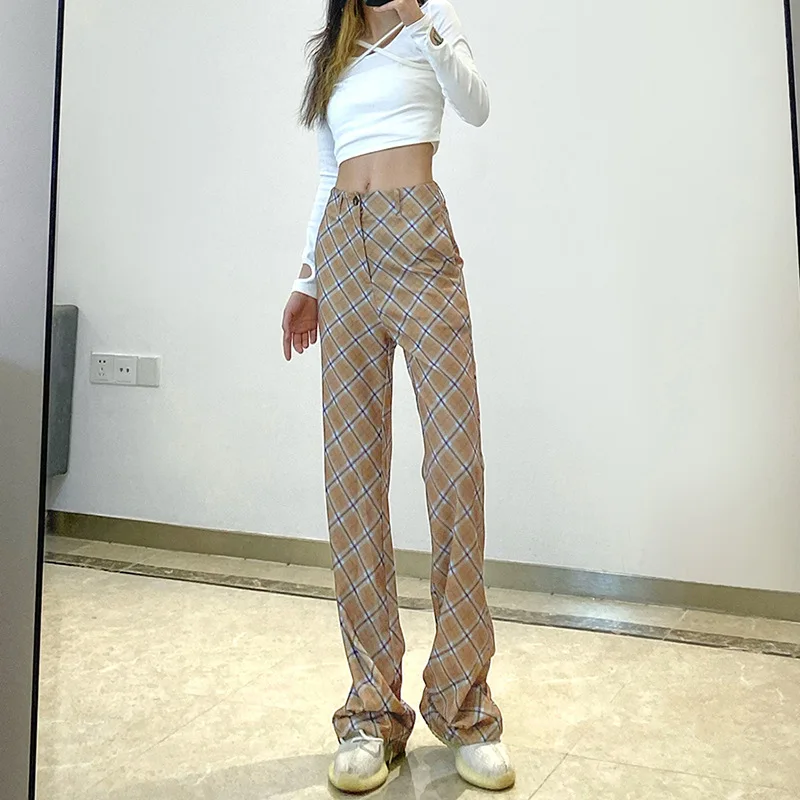 Брюки женские клетчатые с завышенной талией, универсальные свободные широкие брюки с мешковатыми пуговицами и карманами, Повседневная Ули...
Брюки женские клетчатые с завышенной талией, универсальные свободные широкие брюки с мешковатыми пуговицами и карманами, Повседневная Ули...