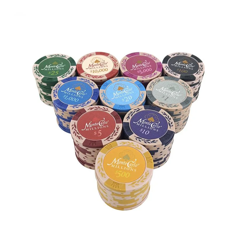 

25PCS/Lot Dollar Wheat Film Clay Poker Chips Coins Baccarat Texas Hold'em Color Crown Clay Poker Playing Chips 14g Entertainment