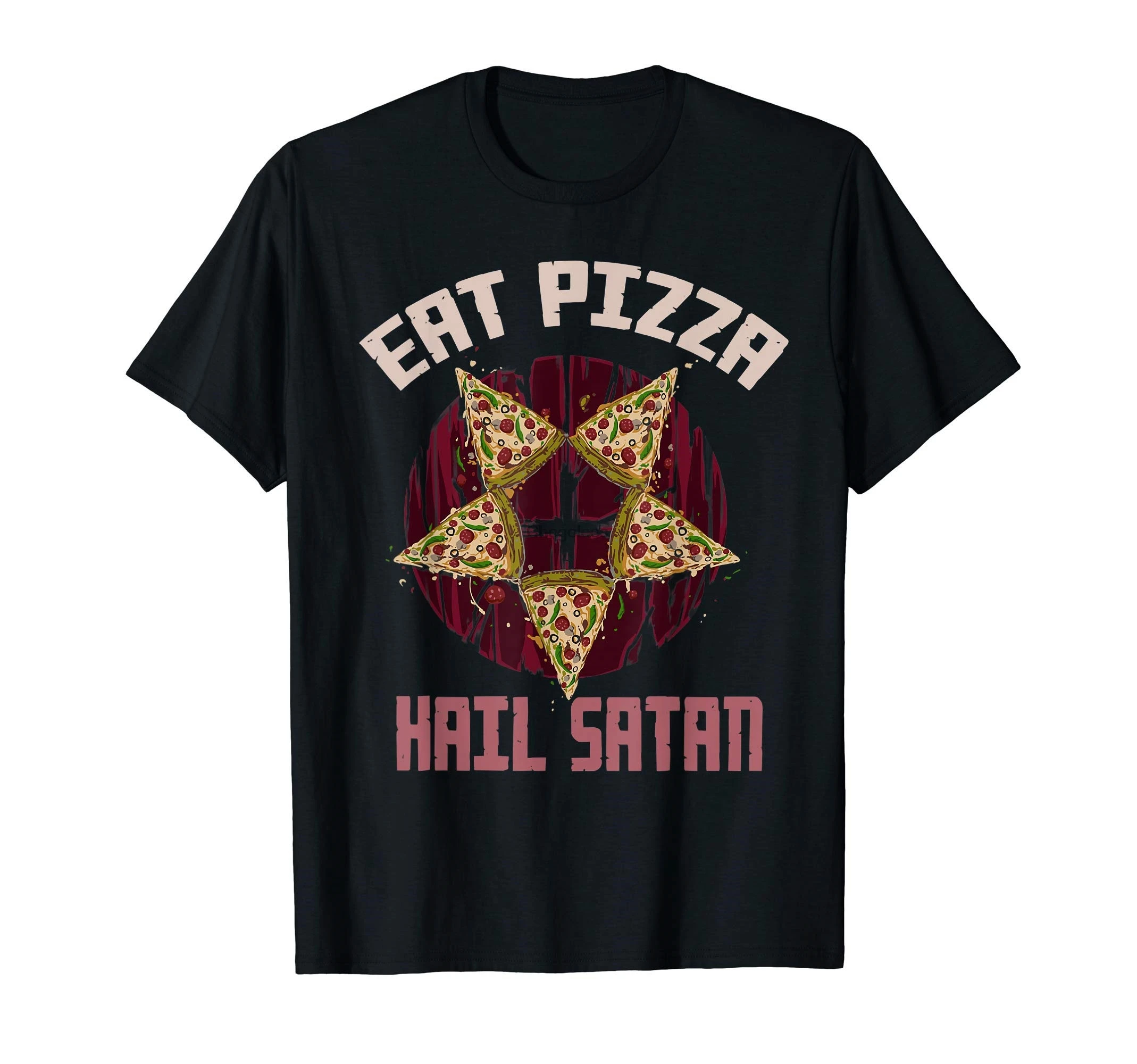 Ешь пиццу с надписью Hail Satan-пентаграмма оккультная сатановая Подарочная футболка