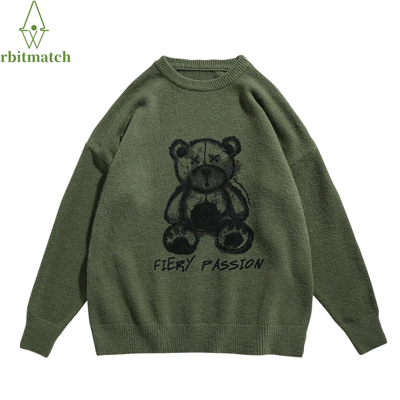 Hip Hop Mens Sweater Intarsia Bear Embroidery Streewear Cotton Autumn Knitted Sweater Harajuku Vintage Oversize Women Pullover
Hip Hop Mens Sweater Intarsia Bear Embroidery Streewear Cotton Autumn Knitted Sweater Harajuku Vintage Oversize Women Pullover