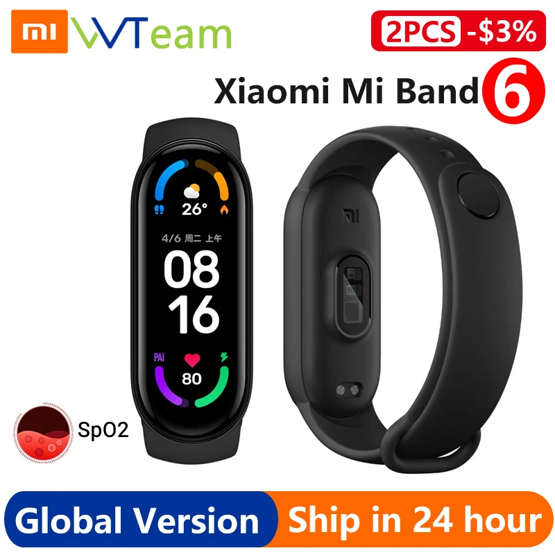 Умный Браслет Xiaomi Mi Band 6, водонепроницаемый фитнес-трекер с AMOLED экраном и пульсометром, Bluetooth, 5 цветов
Умный Браслет Xiaomi Mi Band 6, водонепроницаемый фитнес-трекер с AMOLED экраном и пульсометром, Bluetooth, 5 цветов