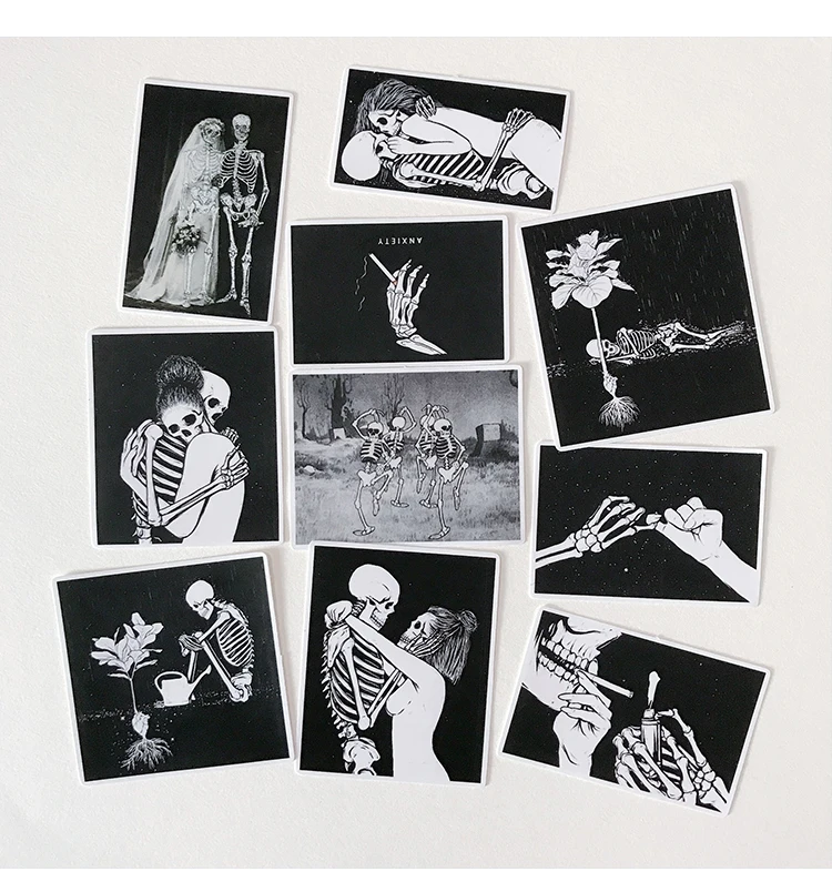 23Pcs/Pack Vintage Black White Skeleton Skull Lover Sticker DIY Scrapbooking Album Junk Journal Planner Decorative Stickers
23Pcs/Pack Vintage Black White Skeleton Skull Lover Sticker DIY Scrapbooking Album Junk Journal Planner Decorative Stickers