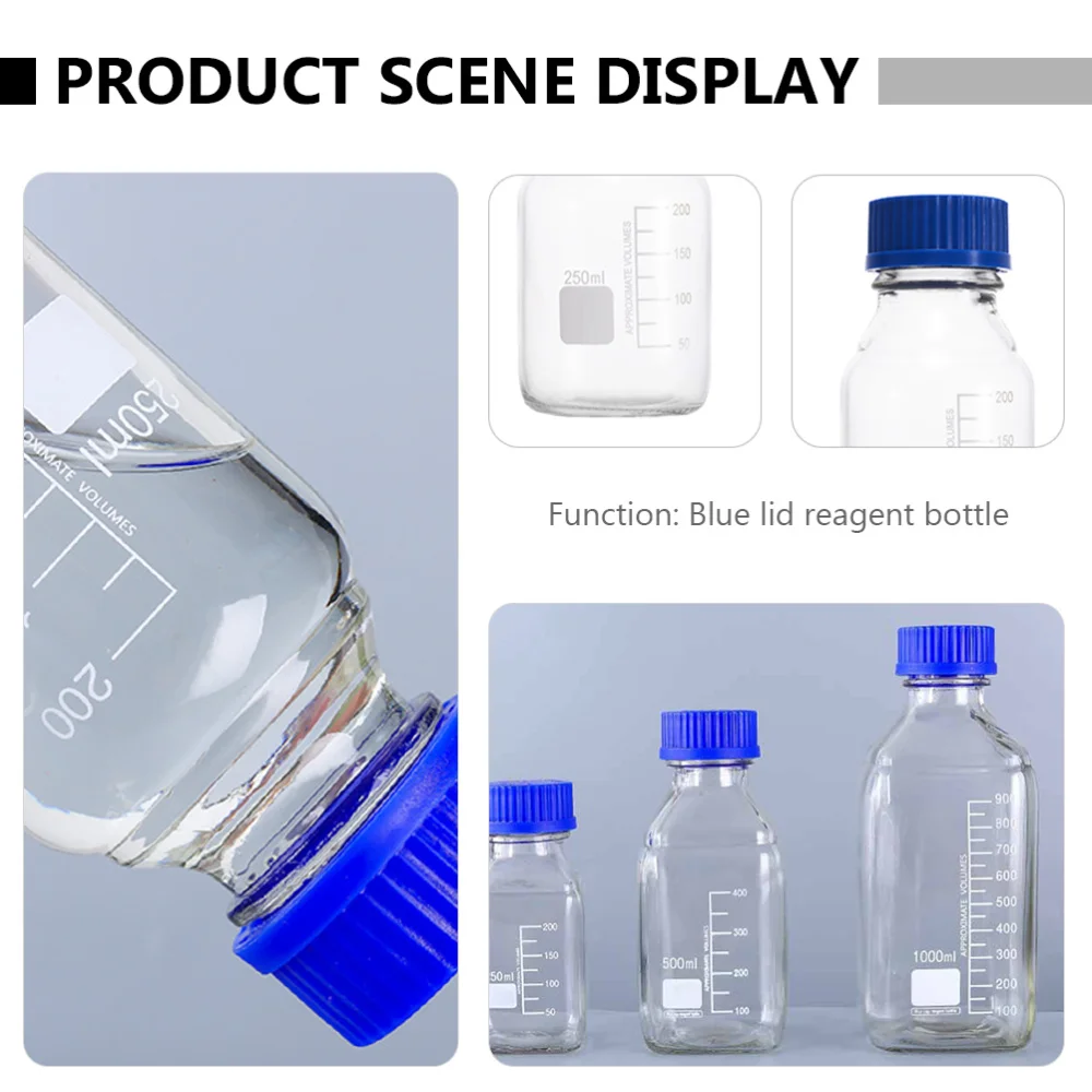 4pcs Practical 250ml Transparent Glass Vials Clear Sample Bottles with Lids