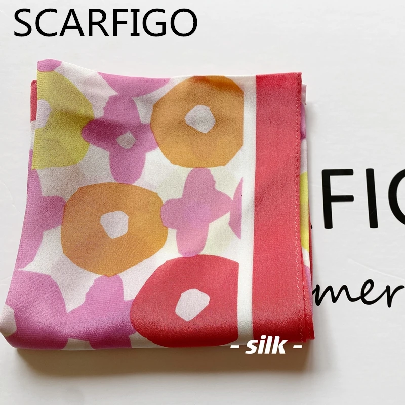 

SCARFIGO 2021 Для женщин 100% шелковый шарф Цветочный принт женский роскошный тощие волосы шейные платки дамская сумка галстуком-бабочкой ленты по...