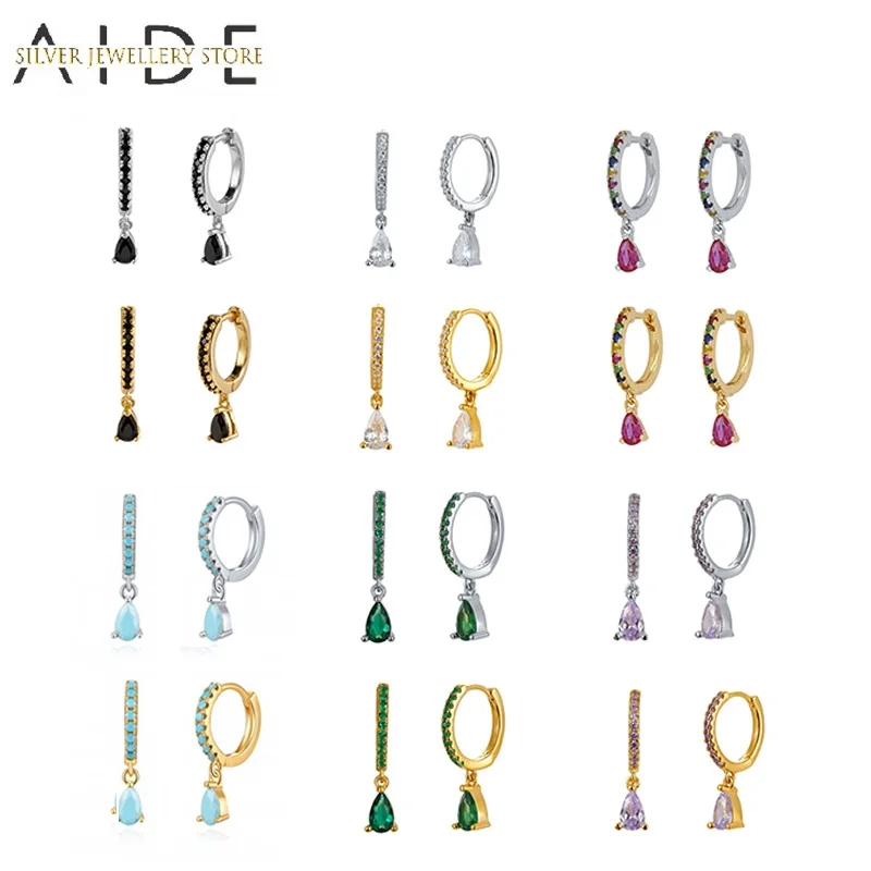 AIDE Fashion Water Drop Hoop Earrings for Women Exquisite Colorful Zircon Pierced Earings Silver 925 Jewelry Gift pendientes 
AIDE Fashion Water Drop Hoop Earrings for Women Exquisite Colorful Zircon Pierced Earings Silver 925 Jewelry Gift pendientes