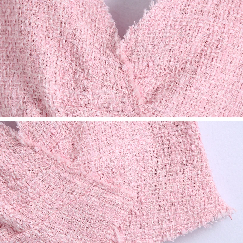 Women 2021 Fashion Irregular Frayed Tweed Vest Vintage Sleeveless V-neck Short Blouses Crop tops Female Shirts pink INKEO 1T045
Women 2021 Fashion Irregular Frayed Tweed Vest Vintage Sleeveless V-neck Short Blouses Crop tops Female Shirts pink INKEO 1T045