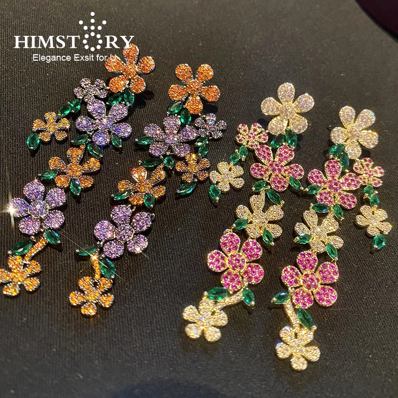 Himstory Long Drop Flower Multi Color Purple/Pink Cubic Zirconia Earrings for Women Fashion Statement Wedding Party Jewelry
Himstory Long Drop Flower Multi Color Purple/Pink Cubic Zirconia Earrings for Women Fashion Statement Wedding Party Jewelry