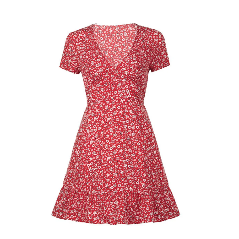 2021 Summer Women's Dress Casual Short Sleeve Deep V-Neck Floral Dot Print Sexy Dress Fashion Boho Style A-Line Mini Dress Femme
2021 Summer Women's Dress Casual Short Sleeve Deep V-Neck Floral Dot Print Sexy Dress Fashion Boho Style A-Line Mini Dress Femme
