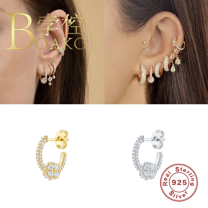 BOAKO 1 Pcs Diamond Earrings For Women 925 Sterling Silver Piercing Jewelry Stud Earrings Fashionable Pendientes Earcuff #9.8
BOAKO 1 Pcs Diamond Earrings For Women 925 Sterling Silver Piercing Jewelry Stud Earrings Fashionable Pendientes Earcuff #9.8