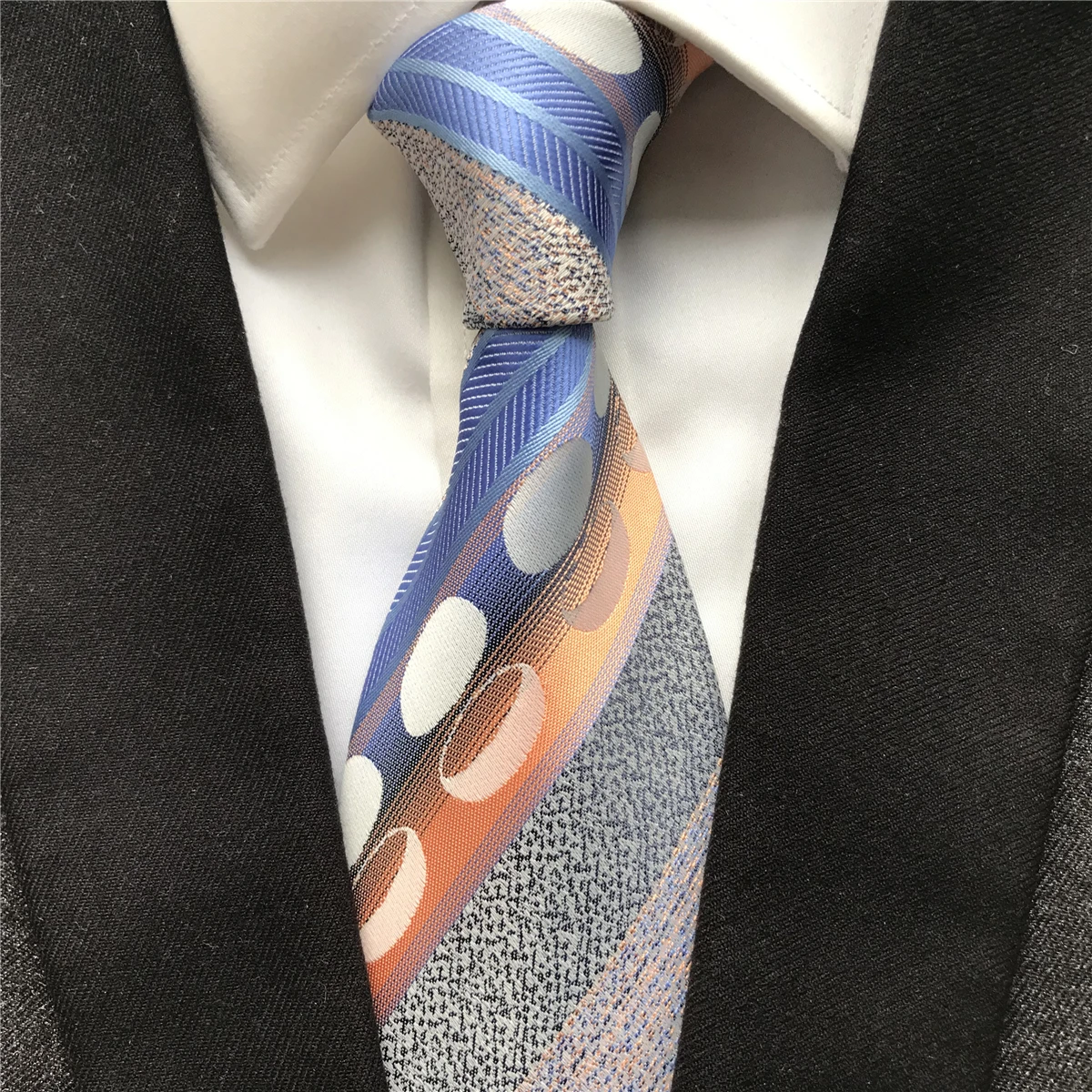 

10 cm Width New Design Men's Ties Jacquard Woven Neck Tie Fashion Dots with Stripes Neckties
