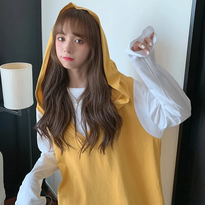 Fake Two-piece Sweater Women's Spring and Autumn Thin Loose Korean Style Fashionable Idle Style Bf Early Autumn Coat
Fake Two-piece Sweater Women's Spring and Autumn Thin Loose Korean Style Fashionable Idle Style Bf Early Autumn Coat