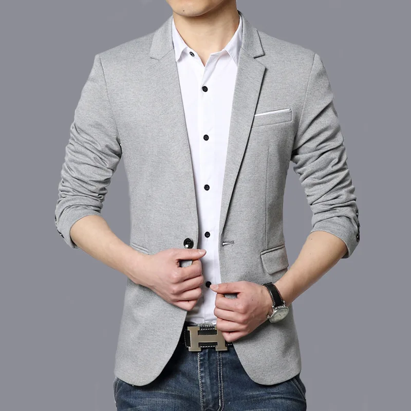 

Пиджак мужской облегающий на одной пуговице, Модный деловой Блейзер, жакет, офисный пиджак