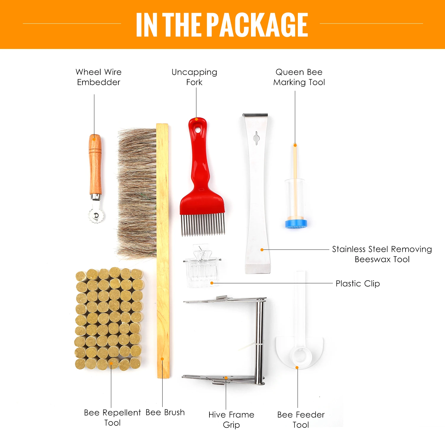 9-Piece Beekeeping Tool Kit Bee Rearing Equipment 1 Bee Repellent Tool 1 Bee Hive Frame Grip 1 Brush 1 Removing Beeswax Tool
9-Piece Beekeeping Tool Kit Bee Rearing Equipment 1 Bee Repellent Tool 1 Bee Hive Frame Grip 1 Brush 1 Removing Beeswax Tool