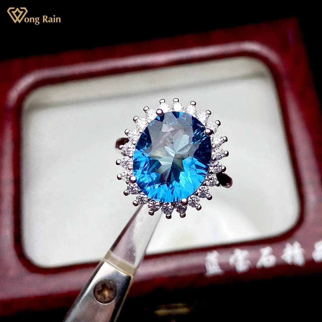 

Винтажное кольцо Wong Rain из серебра 925 пробы, с натуральным голубым топазом овальной огранки, 9 х11 мм, открытое ювелирные украшения из драгоцен...