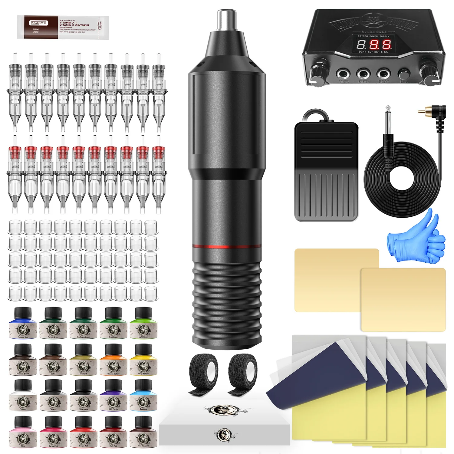 Набор для тату-машинки, набор для оружия, картриджи с иглой, RCA зажим, шнур питания, ножной переключатель, оборудование, аксессуары
Набор для тату-машинки, набор для оружия, картриджи с иглой, RCA зажим, шнур питания, ножной переключатель, оборудование, аксессуары