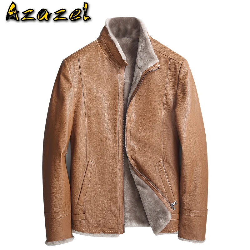 Зимняя куртка из воловьей кожи Azazel, Теплые Куртки из натуральной коровьей кожи, пальто с подкладкой из натуральной шерсти, Chaqueta Cuero Hombre 5061 KJ1238 
Зимняя куртка из воловьей кожи Azazel, Теплые Куртки из натуральной коровьей кожи, пальто с подкладкой из натуральной шерсти, Chaqueta Cuero Hombre 5061 KJ1238