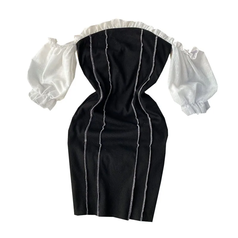 2021 Summer New France Girls Fashion Lace Black Stripe Sexy Low Cut Dress Puff Short Sleeve For Evening Party Office Lady Women
2021 Summer New France Girls Fashion Lace Black Stripe Sexy Low Cut Dress Puff Short Sleeve For Evening Party Office Lady Women