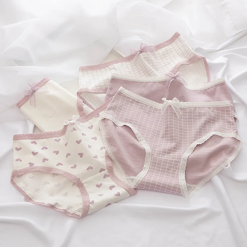 Panties female autumn and winter new sexy comfortable thread panties female cute bow large size cotton striped briefs Purple
Panties female autumn and winter new sexy comfortable thread panties female cute bow large size cotton striped briefs Purple