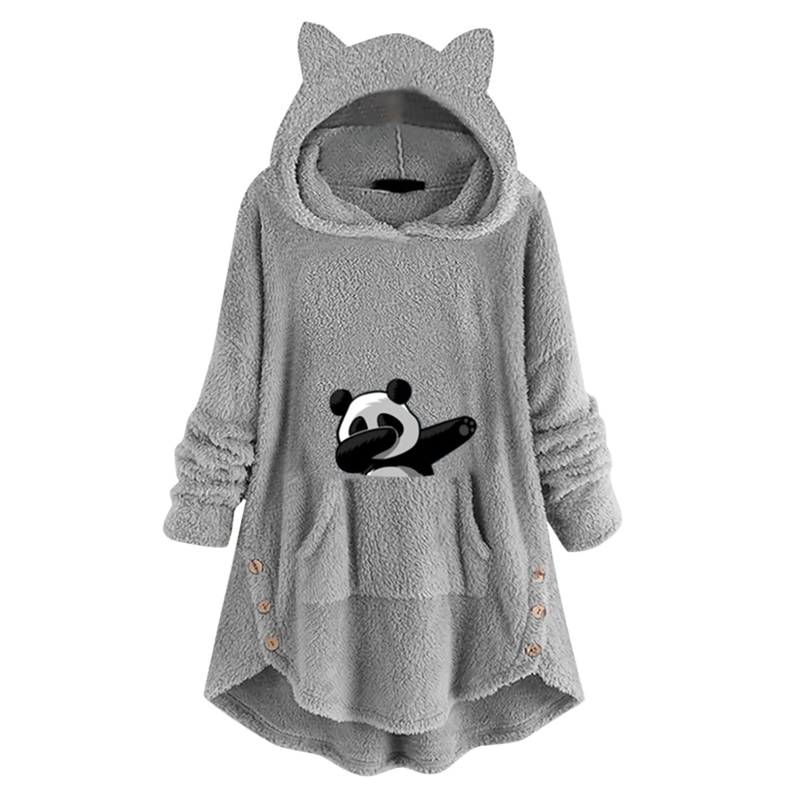 Women Fashion Cat Ear Hoodie Fleece Pocket Sweatshirt Button Cute Printing Long Sleeves Sweater Top Blouse Casual Blouse
Women Fashion Cat Ear Hoodie Fleece Pocket Sweatshirt Button Cute Printing Long Sleeves Sweater Top Blouse Casual Blouse
