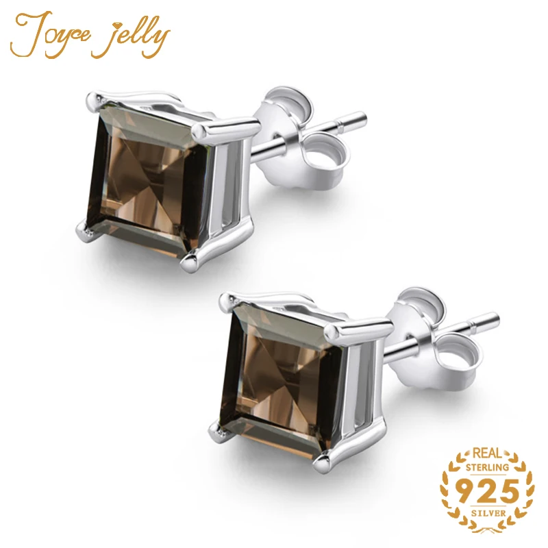 JoyceJelly Classic Solid 925 Silver Earrings Square Natural Smoky Quartz Fine Jewelry for Women 6x6mm 1 Carat Simple Ear-studs
JoyceJelly Classic Solid 925 Silver Earrings Square Natural Smoky Quartz Fine Jewelry for Women 6x6mm 1 Carat Simple Ear-studs