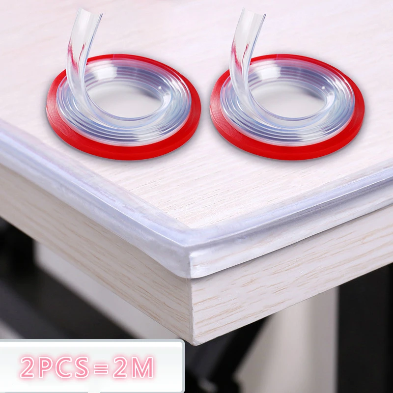 

2M Transparent Table Edge Furniture Guard Corner Protectors Bumper Strip with Double-Sided Tape for Cabinets, Tables, Drawers