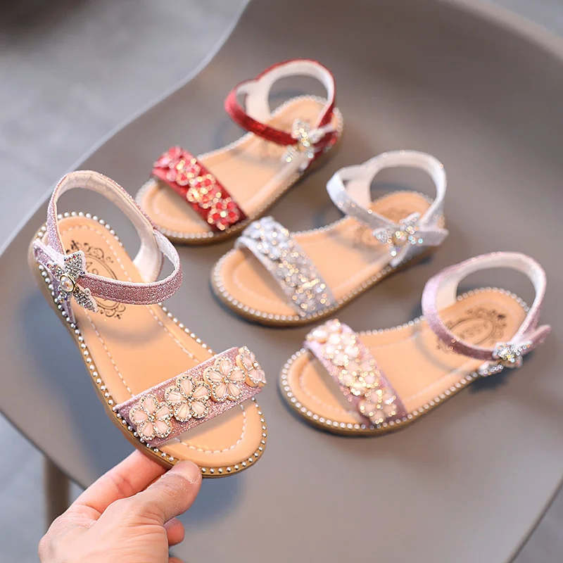 Size 21-36 Soft Sole Flat Beach Shoes For Children Flower Pearl Princess Sandals For Girls Children Open-toed Sequin Light Shoes
Size 21-36 Soft Sole Flat Beach Shoes For Children Flower Pearl Princess Sandals For Girls Children Open-toed Sequin Light Shoes