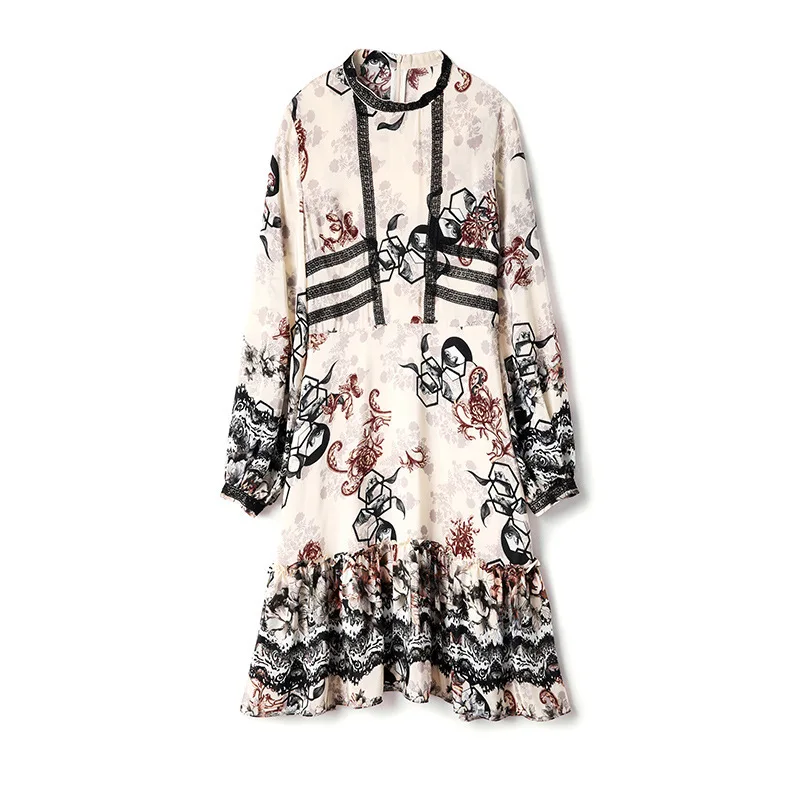 2020 Fashion New Women's Stand Collar Printed Long-Sleeved Vintage Elegant Waist Hugging Silk Dress
2020 Fashion New Women's Stand Collar Printed Long-Sleeved Vintage Elegant Waist Hugging Silk Dress