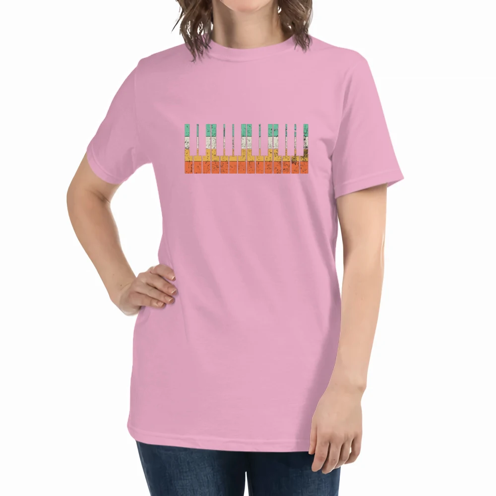 Женская футболка с принтом пианино и пианино, Повседневная хлопковая Футболка с круглым вырезом, лето 2021 
Женская футболка с принтом пианино и пианино, Повседневная хлопковая Футболка с круглым вырезом, лето 2021