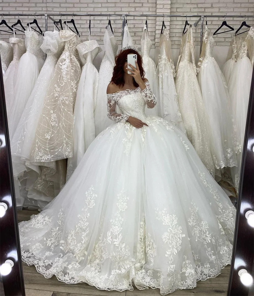 Luxury Boat Neck Lace Beads Ball Gown Wedding Dresses Vestido de Noiva Long Sleeve Lace Up Wedding Bridal Gowns Robe de Mariee
Luxury Boat Neck Lace Beads Ball Gown Wedding Dresses Vestido de Noiva Long Sleeve Lace Up Wedding Bridal Gowns Robe de Mariee