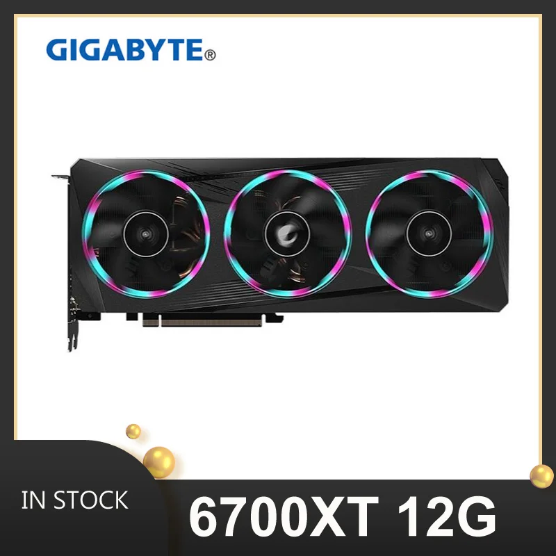 

Video card card gigabyte radeon rx 6700 xt, graphics card for video games oc 12g, pci-e4.0 desktop, on the rx 580 590 6800xt gpu