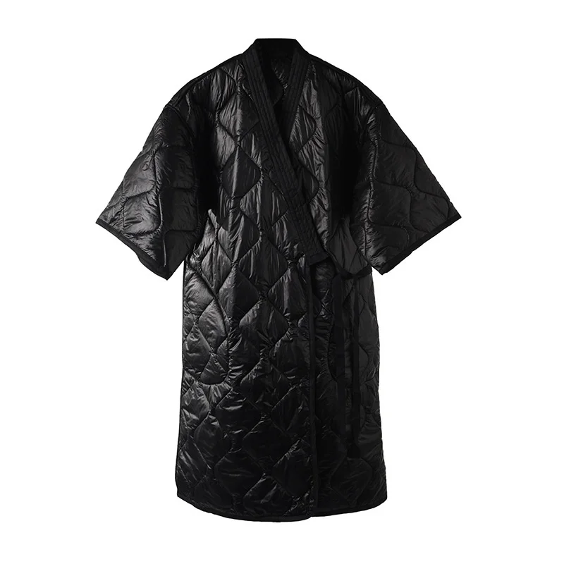Dark wind winter new bandage Nightgown loose size long cotton padded jacket women
Dark wind winter new bandage Nightgown loose size long cotton padded jacket women