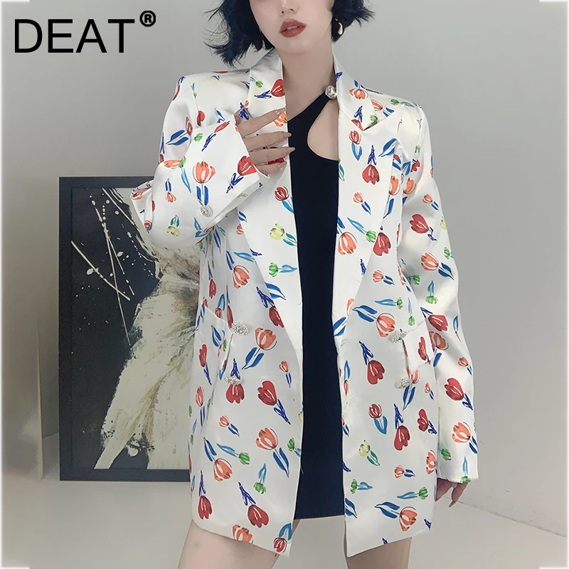 Женский блейзер с длинным рукавом DEAT, разноцветный модный блейзер с цветочным принтом в Корейском стиле, модель 7I0502 на осень, 2021
Женский блейзер с длинным рукавом DEAT, разноцветный модный блейзер с цветочным принтом в Корейском стиле, модель 7I0502 на осень, 2021