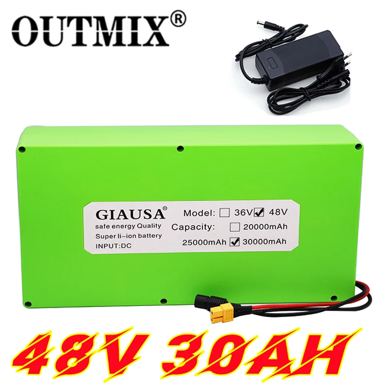 Литий ионный аккумулятор OUTMIX 48 В/54 6 в 18650 30 Ач 1500 Вт встроенный А BMS для