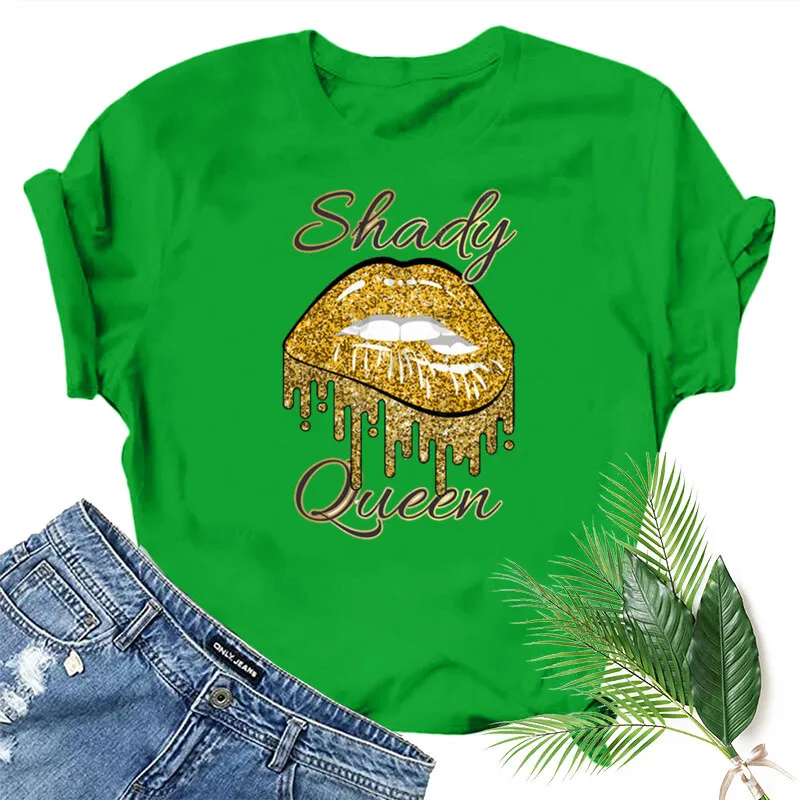 Shady Queen Golden Lip Print Women T Shirt Short Sleeve O Neck Loose Women Tshirt Ladies Fashion Tee Shirt Tops Clothes Mujer
Shady Queen Golden Lip Print Women T Shirt Short Sleeve O Neck Loose Women Tshirt Ladies Fashion Tee Shirt Tops Clothes Mujer