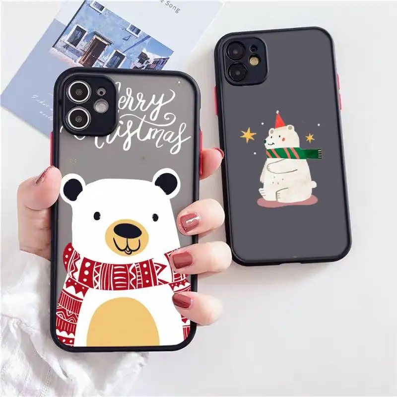 Christmas Deer Bear Phone Case Matte Transparent for iPhone 7 8 11 12 s mini pro X XS XR MAX Plus Clear mobile bag soft capa
Christmas Deer Bear Phone Case Matte Transparent for iPhone 7 8 11 12 s mini pro X XS XR MAX Plus Clear mobile bag soft capa