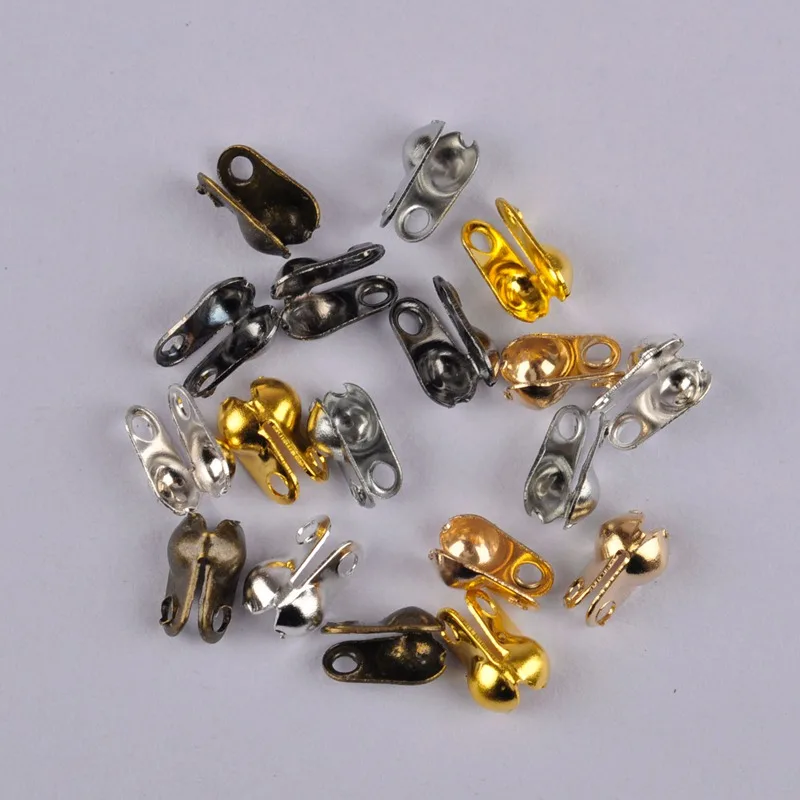 

2000Pcs 1.5mm 2.4mm 3.2mm Connector Clasp Fitting Ball Chain Calotte End Crimps Beads Connector for DIY Jewelry Making