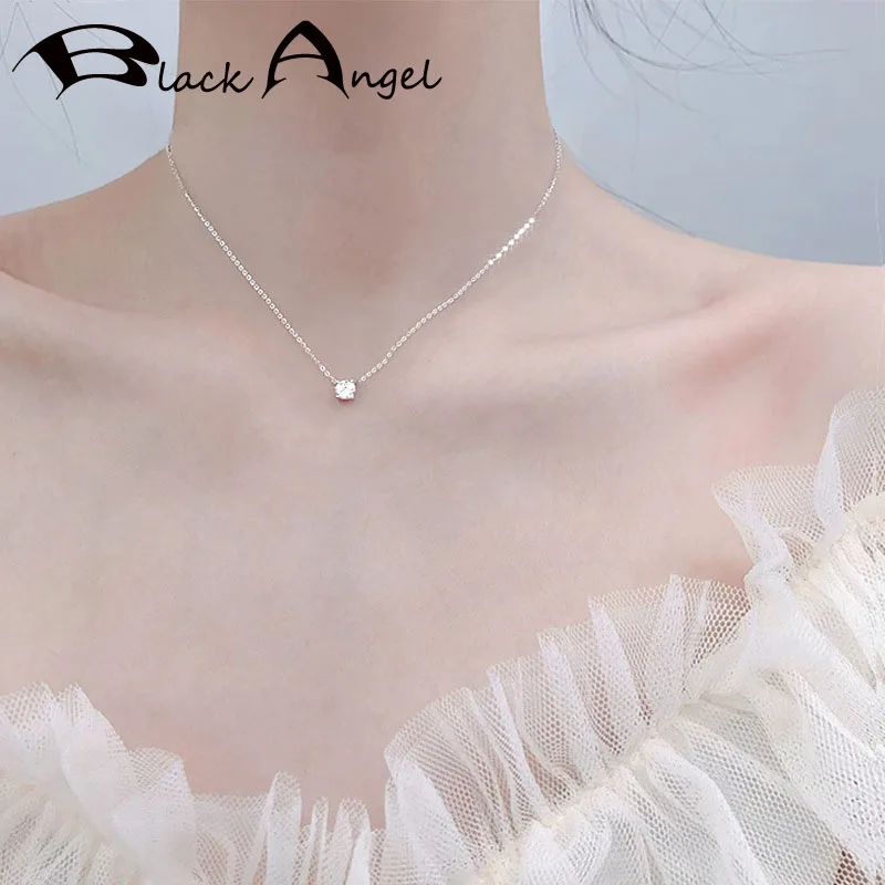 BLACK ANGEL Silver Flash Zircon Necklace Simple Design Niche Temperament Female Clavicle Chain INS Light Luxury Style Jewelry 
BLACK ANGEL Silver Flash Zircon Necklace Simple Design Niche Temperament Female Clavicle Chain INS Light Luxury Style Jewelry
