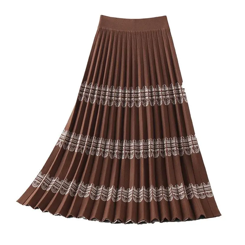Winter Autumn Knitting Jacquard Elastic Waist Skirts Ladies' Knitted Vintage Flowers Pattern Midi Skirt New 2020
Winter Autumn Knitting Jacquard Elastic Waist Skirts Ladies' Knitted Vintage Flowers Pattern Midi Skirt New 2020
