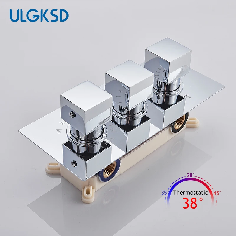 Thermostatic 3 Ways Chrome Bathroom Shower Valve Temperature Control Triple Handles Brass Water Outlet Mixer Tap Cartridge
Thermostatic 3 Ways Chrome Bathroom Shower Valve Temperature Control Triple Handles Brass Water Outlet Mixer Tap Cartridge