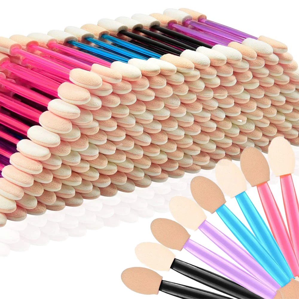

100/300PCS Disposable Eyeshadow Brushes Dual Sided Sponge Nylon Kits Eye Shadow Brushes Makeups For Cosmetic Applicator Makeup