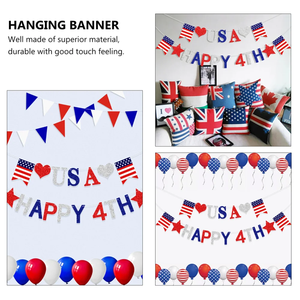 2 Sets Independence Day Party Decors Party Bunting Banners Party String Flags
2 Sets Independence Day Party Decors Party Bunting Banners Party String Flags