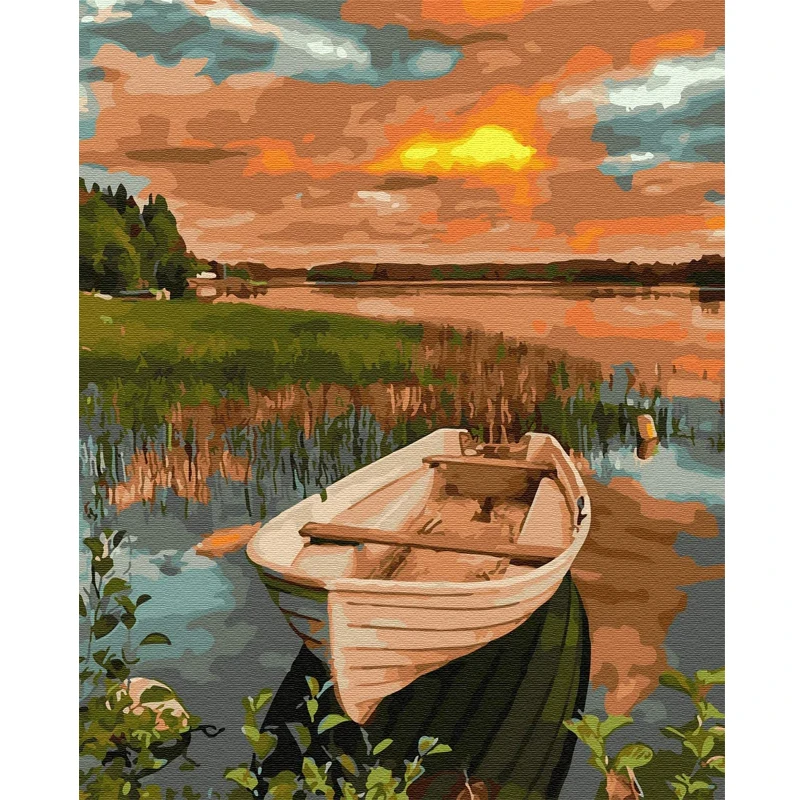 

Lake Oil Painting By Number House Bed Room Wall Decoration Artwork DIY Digital Canvas Acrylic Painted For Adults Handpainted