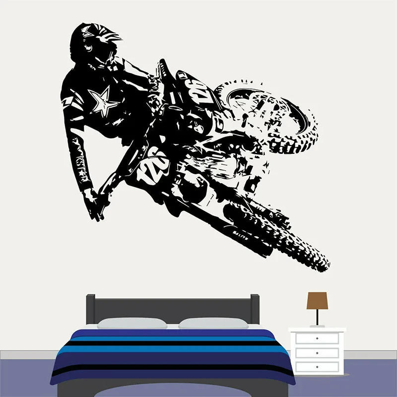 

Motocross Dirt Bike Wall Decal Boys Bedroom Playroom Home Decoration Motorbike Extreme Sport Art Vinyl Window Sticker Mural E387