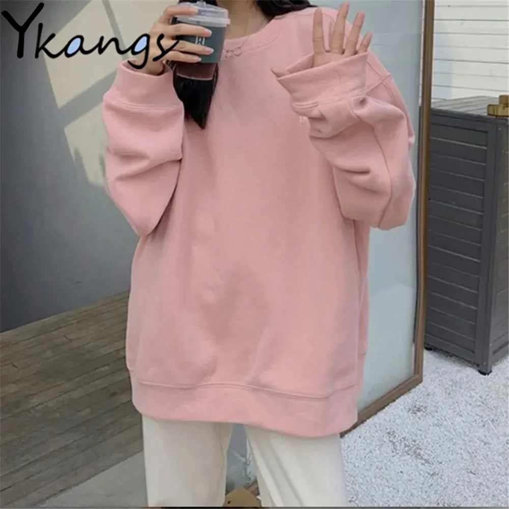 Korean Version Loose Simple Solid Pullover Autumn Winter Thin Student Tops Harajuku New Long Sleeve O-Neck Women Pink Sweatshirt
Korean Version Loose Simple Solid Pullover Autumn Winter Thin Student Tops Harajuku New Long Sleeve O-Neck Women Pink Sweatshirt