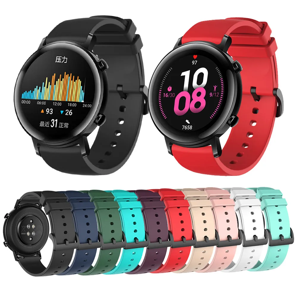 Ремешок силиконовый для Huawei Watch GT2 42 мм мягкий спортивный браслет Samsung Galaxy Active2 Gear S2