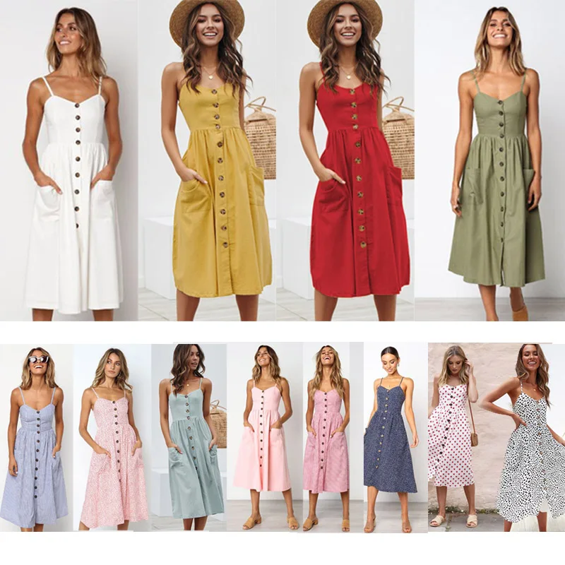 sexy Pocket Single-breasted Women Dress Fashion Spaghetti Strap Backless Summer Dress Plus Size Casual Vestidos Beach Robe Femme
sexy Pocket Single-breasted Women Dress Fashion Spaghetti Strap Backless Summer Dress Plus Size Casual Vestidos Beach Robe Femme