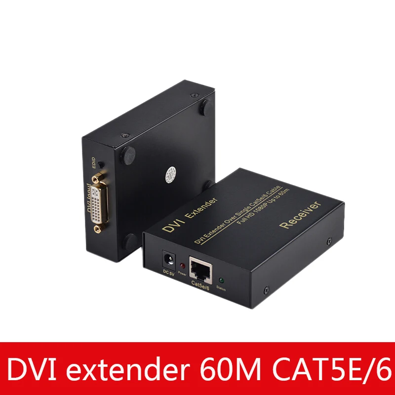 Расширитель DVI 60 метров CAT5E сетевой кабель подключение HD видео усилитель сигнала